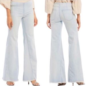 Free People High Waist Raw Hem Wide Leg Jeans